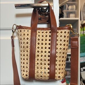 Brown and Tan Woven Tote Bag